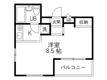 レジデンシア甲子園口(ワンルーム/4階)の間取り写真