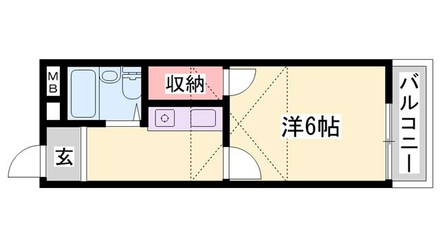 ヨーロピアン4番館(1K/2階)の間取り写真