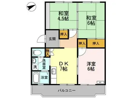 川口東マンション(3DK/2階)の間取り写真