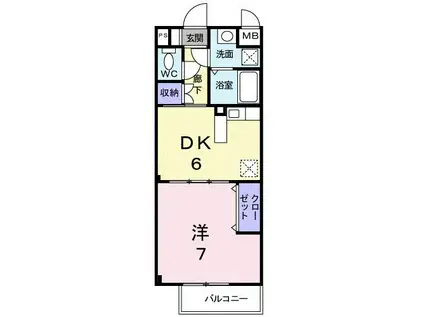 カーサセレーノ(1DK/1階)の間取り写真