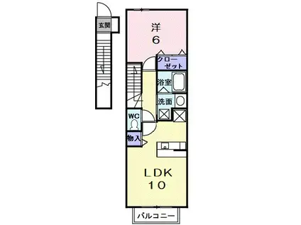 イーグルアイ 壱番館(1LDK/2階)の間取り写真