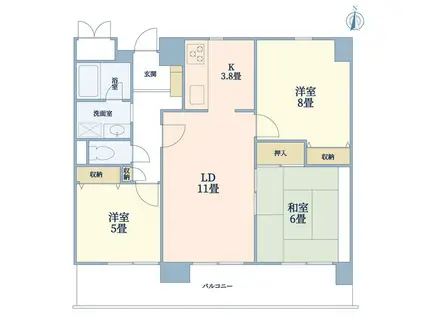リバーサンズ南藤沢(3LDK/3階)の間取り写真