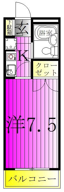 フラワーシティー(1K/2階)の間取り写真