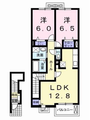 ソレイユK枝松C(2LDK/2階)の間取り写真