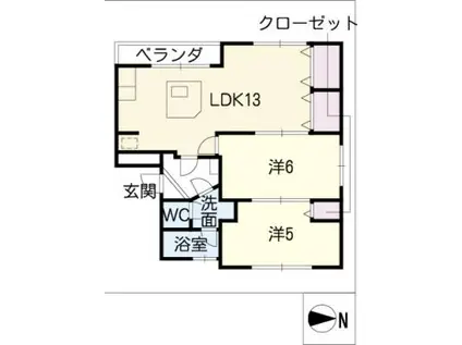 クラルテ SUGA(2LDK/1階)の間取り写真