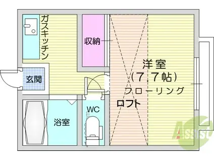 メゾンYK五輪(1K/1階)の間取り写真
