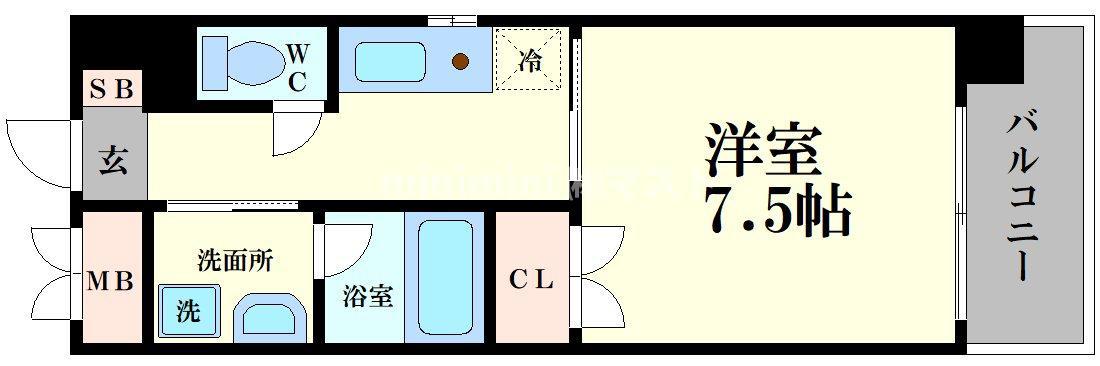 ロイヤルグレース(1K/3階)の間取り写真