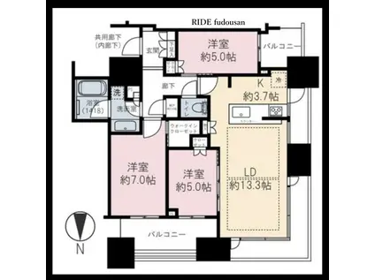 シティタワー大阪本町(3LDK/31階)の間取り写真