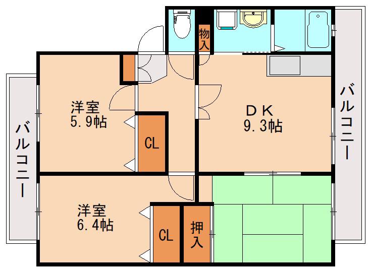 プレジールマンション(3DK/3階)の間取り写真