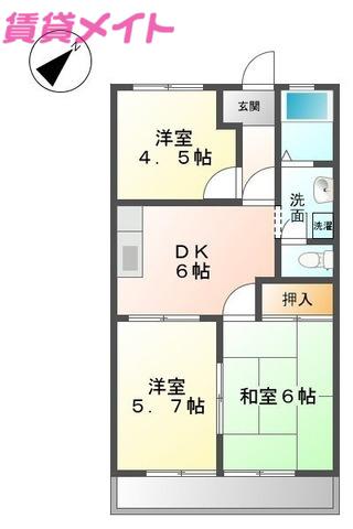 ノーブルタウン(3DK/2階)の間取り写真