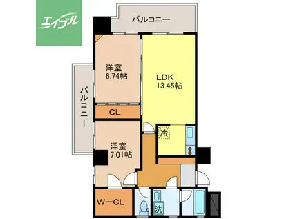 サクセスカバーヒルズ(2LDK/9階)の間取り写真
