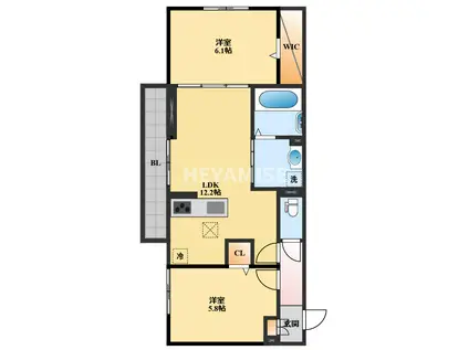 ライク・ア・パラソル(2LDK/1階)の間取り写真