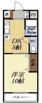 クラウディア(1DK/3階)の間取り写真