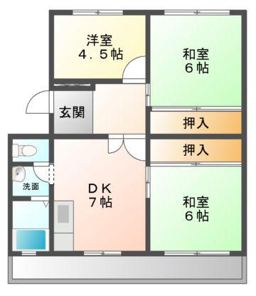 すずらん台コート(3DK/5階)の間取り写真