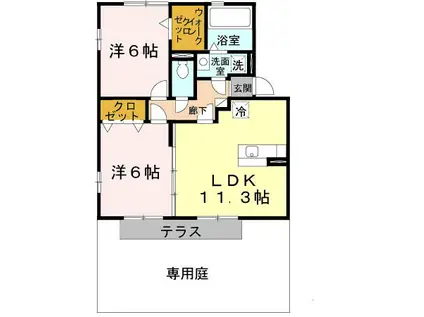 サンフィールド I棟(2LDK/1階)の間取り写真