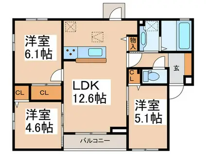 CLAIREA(3LDK/1階)の間取り写真