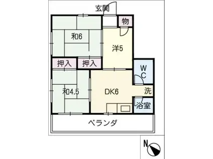 ぶるうぱいん(3DK/3階)の間取り写真