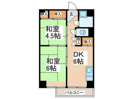 市岡グランドビル(2DK/3階)の間取り写真