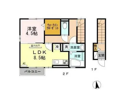 フェリスさくらIII(1LDK/2階)の間取り写真