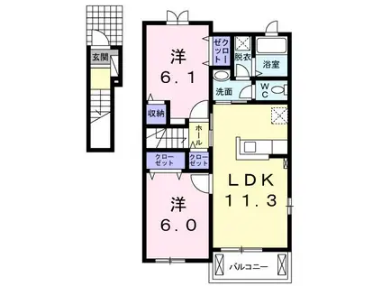 フォレストコートシオンA(2LDK/2階)の間取り写真