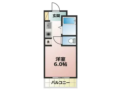 ビューパレー市川(1K/4階)の間取り写真