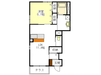 セントフィールド(1LDK/1階)の間取り写真