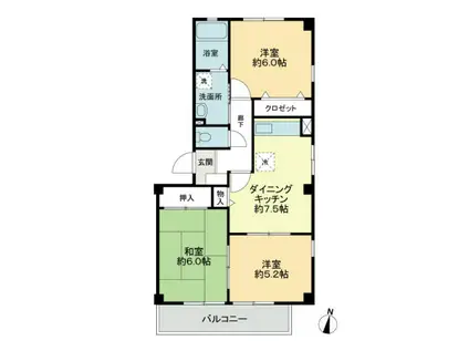 フォブール加茂(3DK/3階)の間取り写真