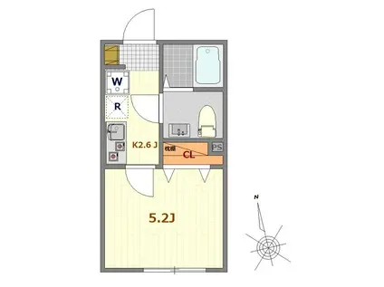 オリオン堀切菖蒲園(1K/1階)の間取り写真
