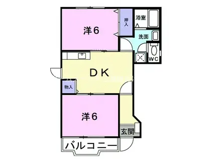 ミレニアム21(2DK/1階)の間取り写真