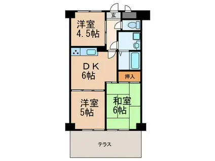 ベネフィス魚住I(3DK/1階)の間取り写真