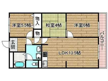 高槻アカシヤハイツ(3LDK/1階)の間取り写真