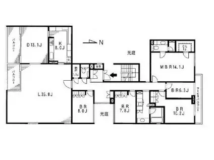 代沢レジデンス(4SLDK/3階)の間取り写真