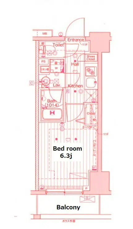 ガーラ・グランディ横濱関内 4階階 間取り
