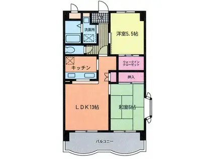 アクワメントシティ(2LDK/2階)の間取り写真