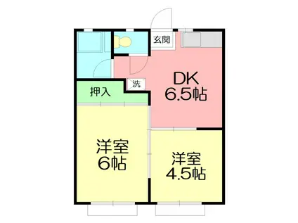 北鎌倉グリーンハイツ(2DK/2階)の間取り写真