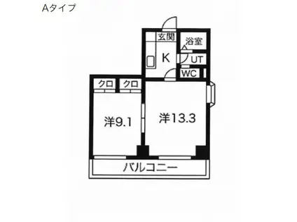 ヒルトップハウス(2K/7階)の間取り写真