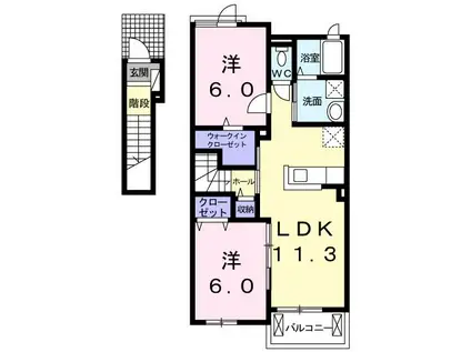 ヴァイオレット上峰(2LDK/2階)の間取り写真