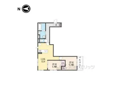 ヌーベル・ヴィ―侍従池(2LDK/2階)の間取り写真