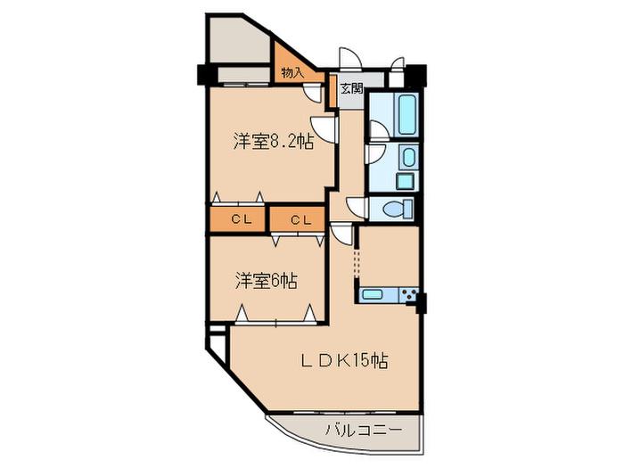 はなみずき3(2LDK/3階)の間取り写真