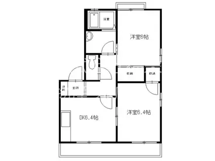 ディアコートA(2DK/1階)の間取り写真