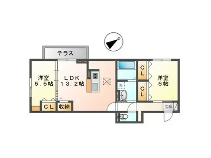 ディーシャンブル大黒田II(2LDK/3階)の間取り写真