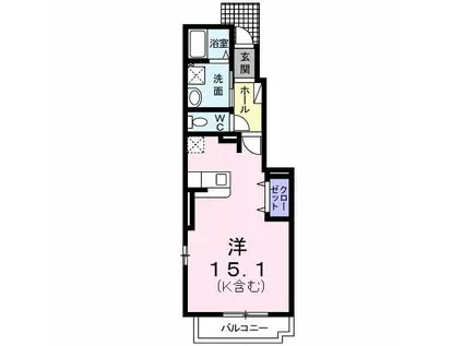 リオブローテ(ワンルーム/1階)の間取り写真