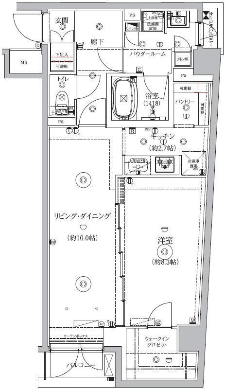 ジェノヴィア北池袋スカイガーデン(1LDK/4階)の間取り写真