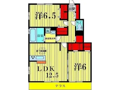 リバーサイドホシノVI(2LDK/1階)の間取り写真