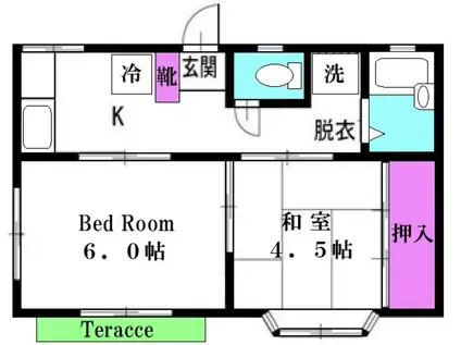 アメニティ南生田B(2K/1階)の間取り写真