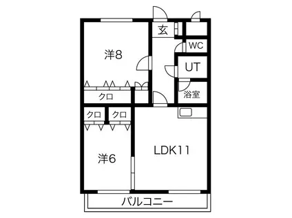 ハイクオリティII(2LDK/5階)の間取り写真