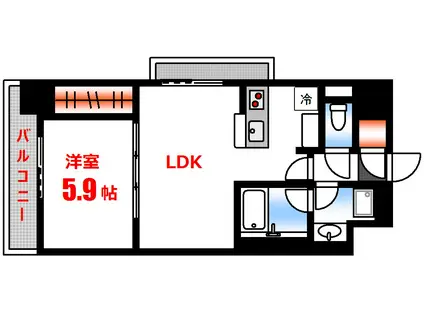 ロータス二葉の里(1LDK/3階)の間取り写真