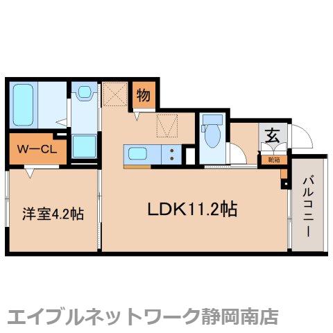 ヒカルサ焼津塩津ウエスト(1LDK/1階)の間取り写真