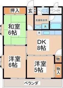 銀杏町レジデンス(3DK/6階)の間取り写真