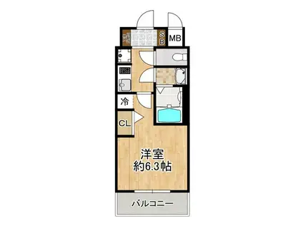 エステムコート新大阪オルティ(1K/2階)の間取り写真